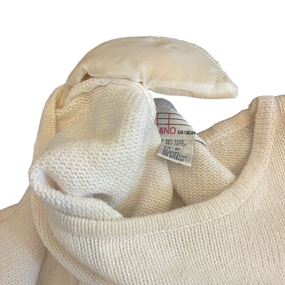 Womens Scandi Nordic Embroidered Ivory Sweater Sz M Rustic Cabincore Cozy VTG - Picture 10 of 16